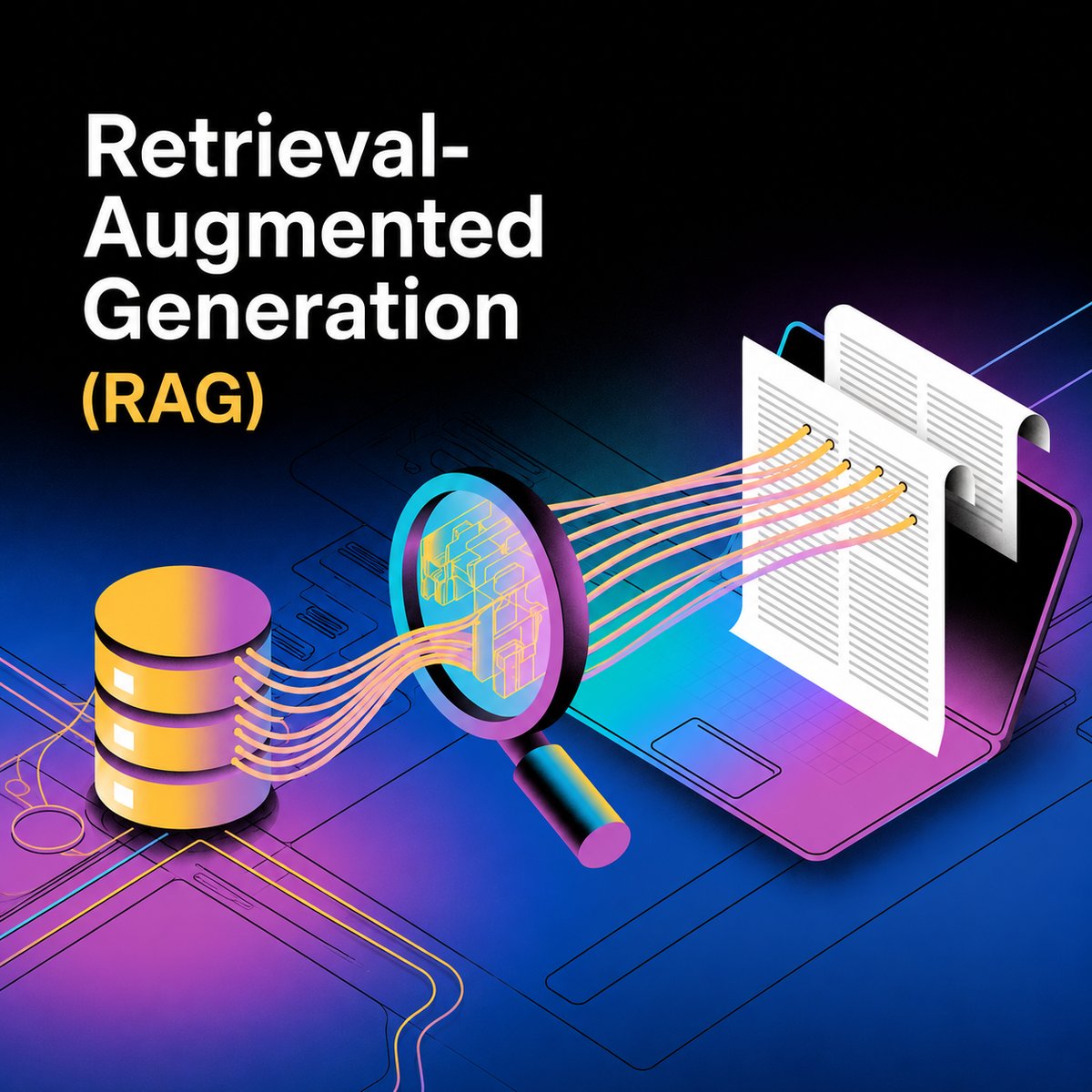 RAG system grounding an AI answer in cited source documents